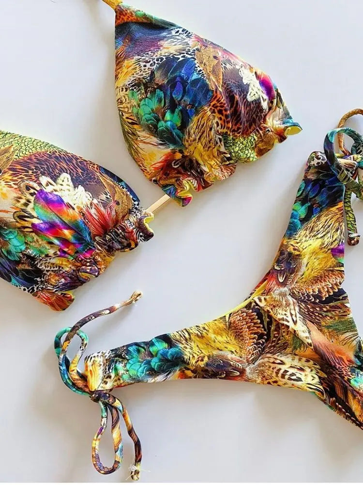 Women's Printed Push-Up Bandage Bikini – Low-Waisted, Brazilian Style, Beach Swimsuit