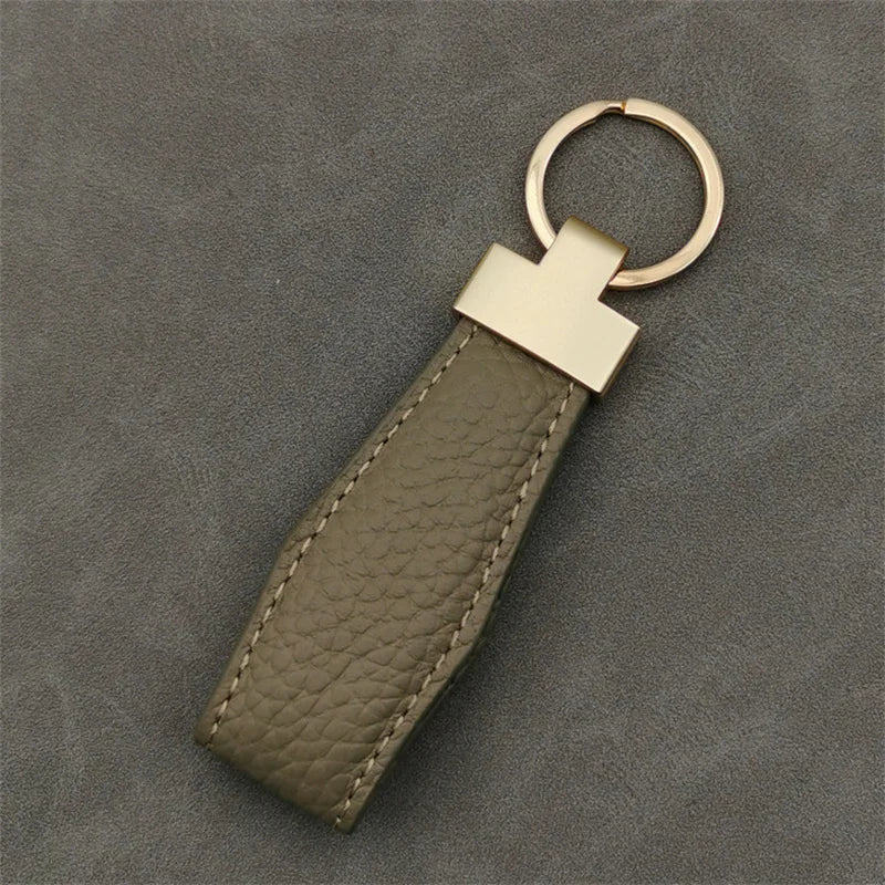 Luxury PU Leather Keychain – Punk Style, Gold Finish, Gift for Men & Women
