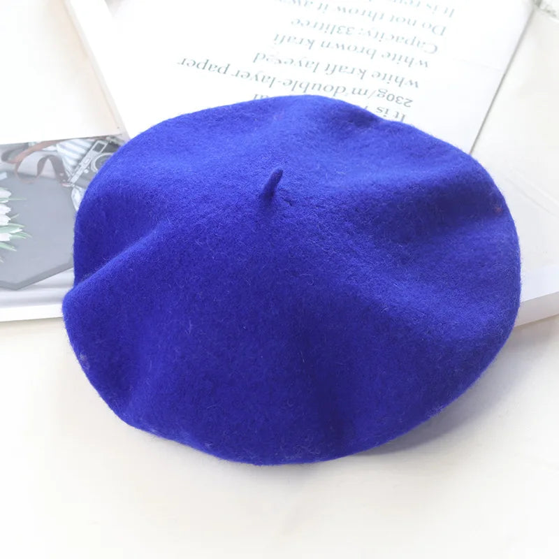 Béret uni en laine mélangée pour femme