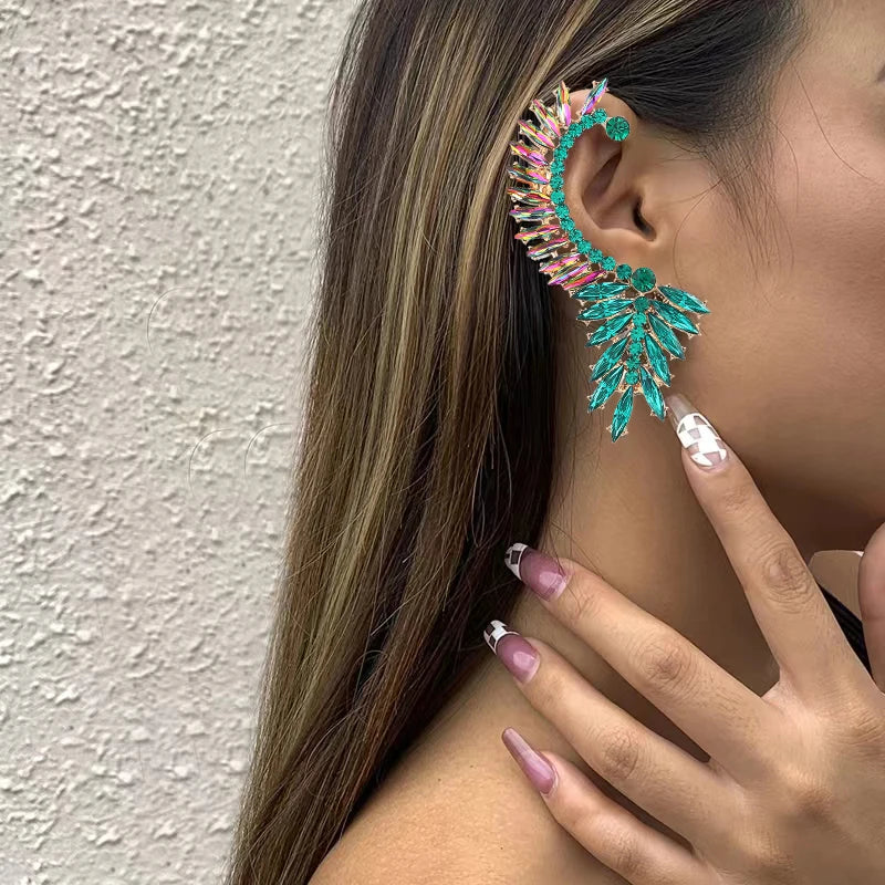 Boucles d'Oreilles Clips Strass Baroque – Alliage Luxueux, Style Soirée & Fête