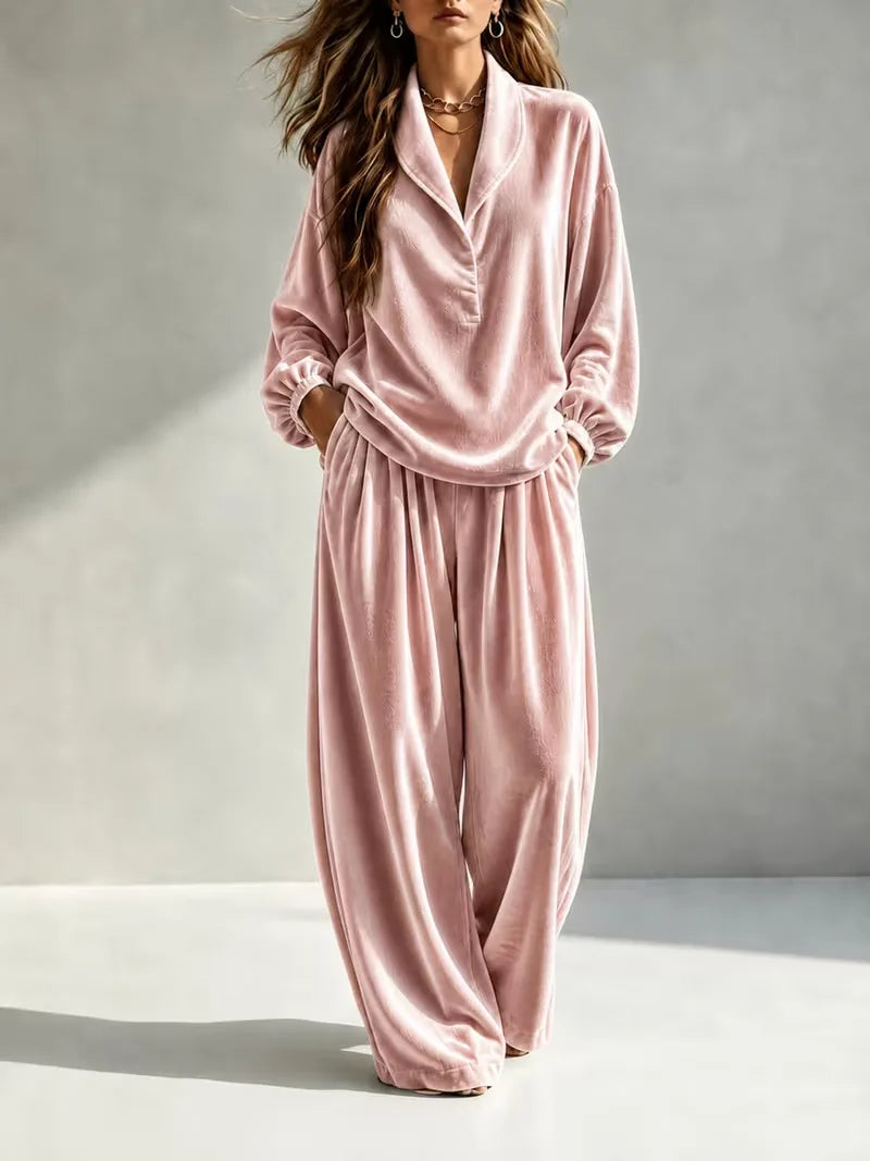 2-Piece Velvet Lapel Collar Set