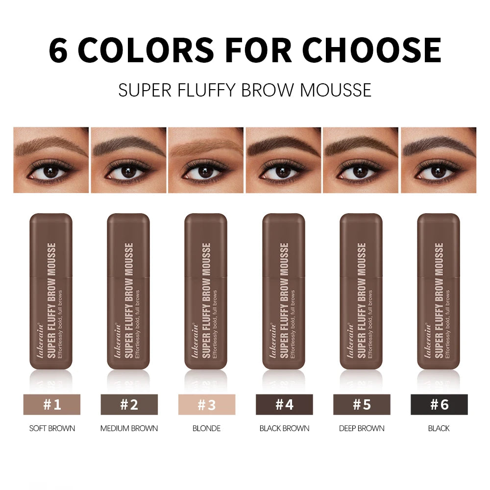 Mousse Sourcils Volumisante Longue Tenue — Waterproof, Effet Duveteux, 6 Teintes