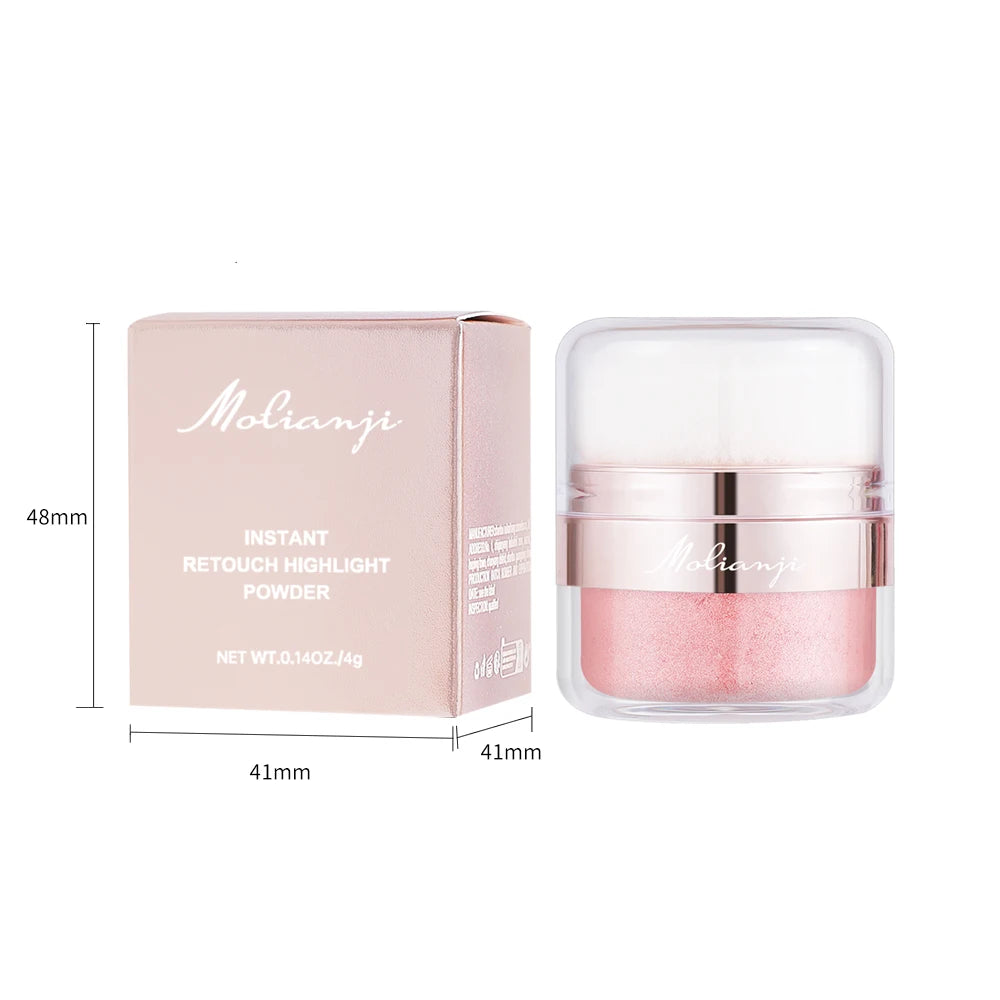 Highlighter Glitter Poudre – Visage, Corps & Cheveux, Waterproof, Résistant à la Transpiration, 4 Teintes