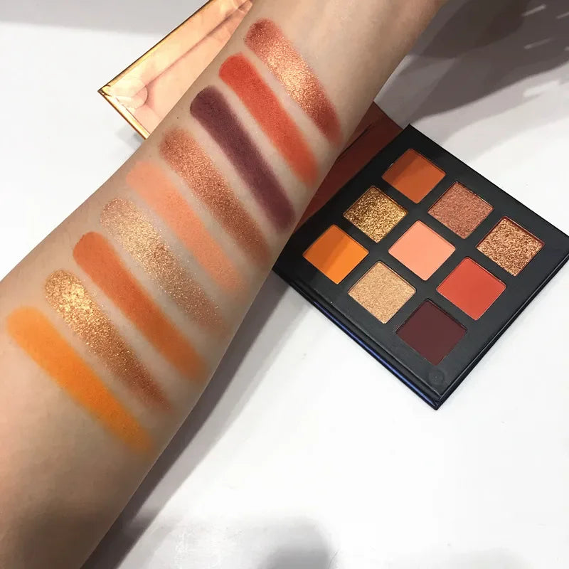 Palette Fard à Paupières 9 Teintes — Shimmer & Glitter Longue Tenue, Waterproof