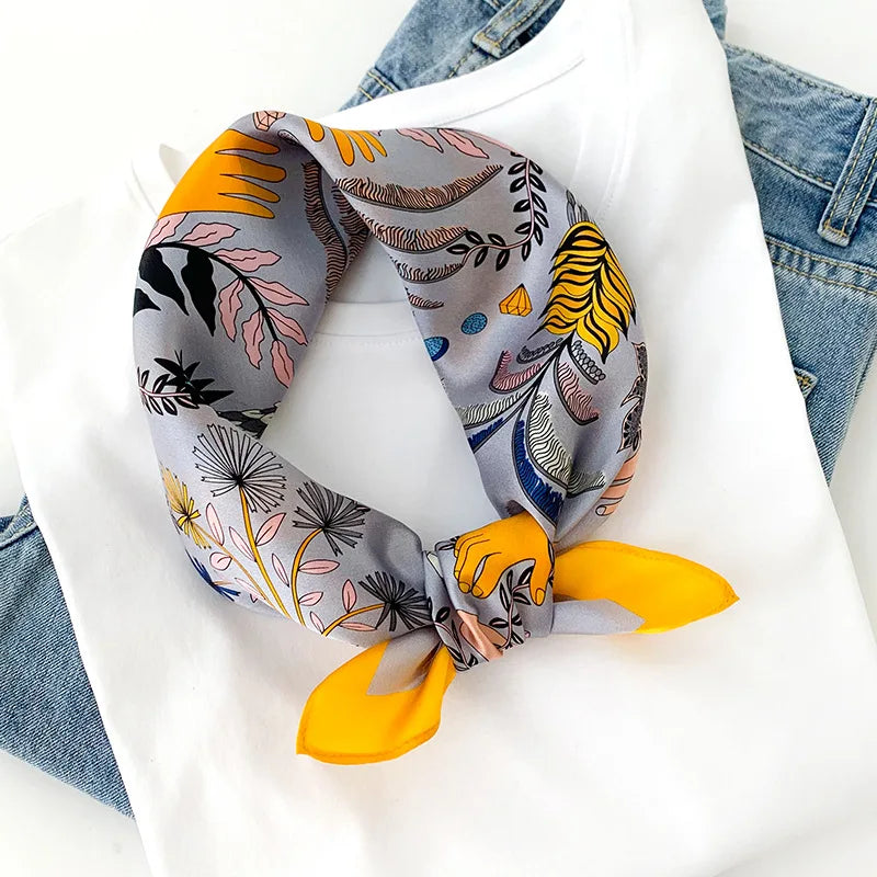 Women's Square Scarf – Luxury Satin Silk, Hair Ribbon, 70x70cm