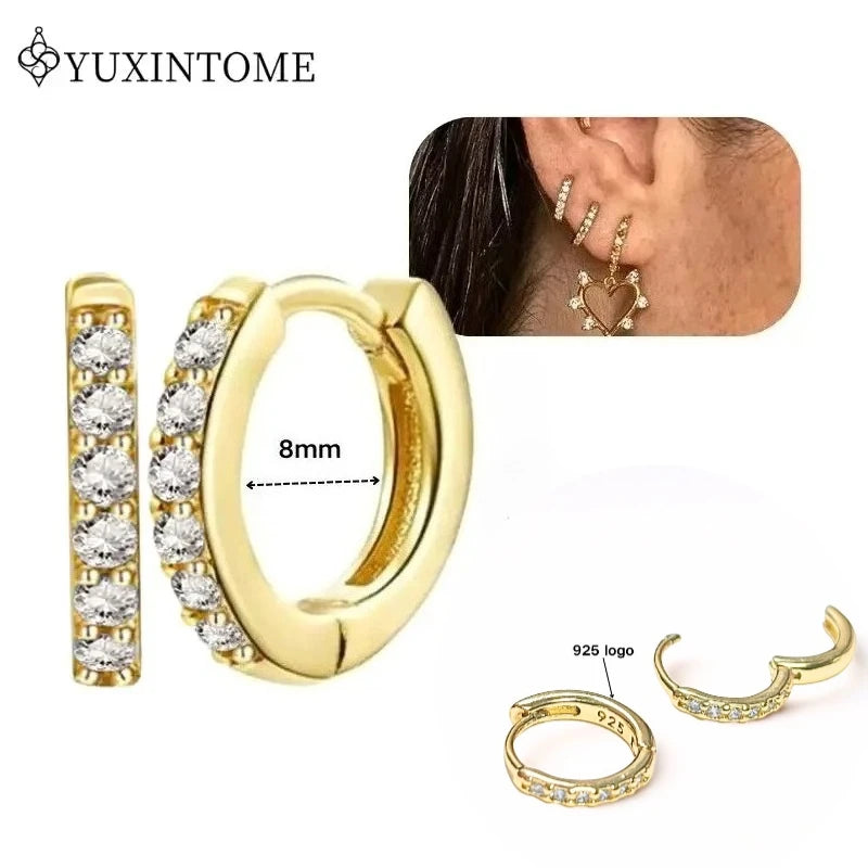 Boucles d'Oreilles Créoles Huggie Argent 925 – Zircon & Cristal, Goutte d'Eau, Certifiées GDTC, 73 Styles