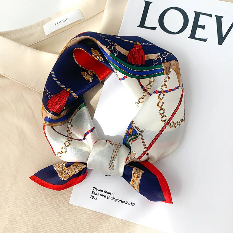 Women's Square Scarf – Luxury Satin Silk, Hair Ribbon, 70x70cm