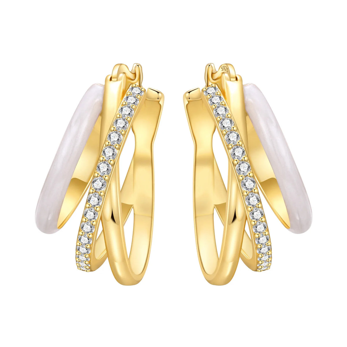 18K Gold Plated 925 Sterling Silver Hoop Earrings – Zircon, Multiple Styles