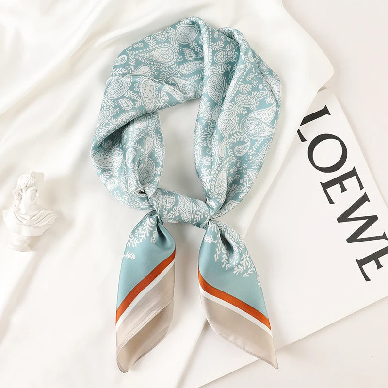 Women's Square Scarf – Luxury Satin Silk, Hair Ribbon, 70x70cm