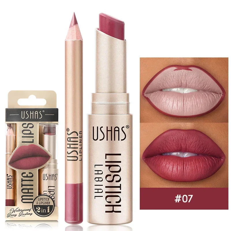Kit Lèvres 2 Pièces – Liner + Rouge à Lèvres Mat Longue Tenue | 12 Teintes