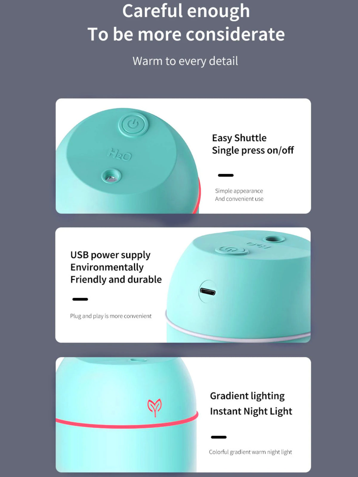 Mini Humidificateur Diffuseur USB 420 ml – Ultrasonique, Anion, Voiture & Maison