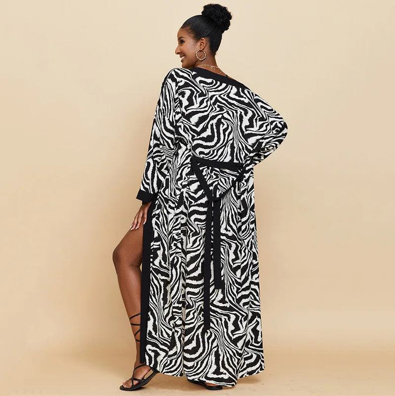 Cache-Maillot Robe Plage Kaftan – Manches Longues, Taille Unique, Style Bohème Été