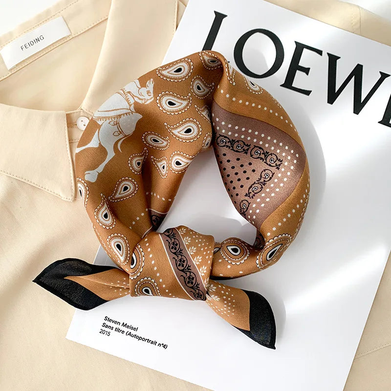 Women's Square Scarf – Luxury Satin Silk, Hair Ribbon, 70x70cm