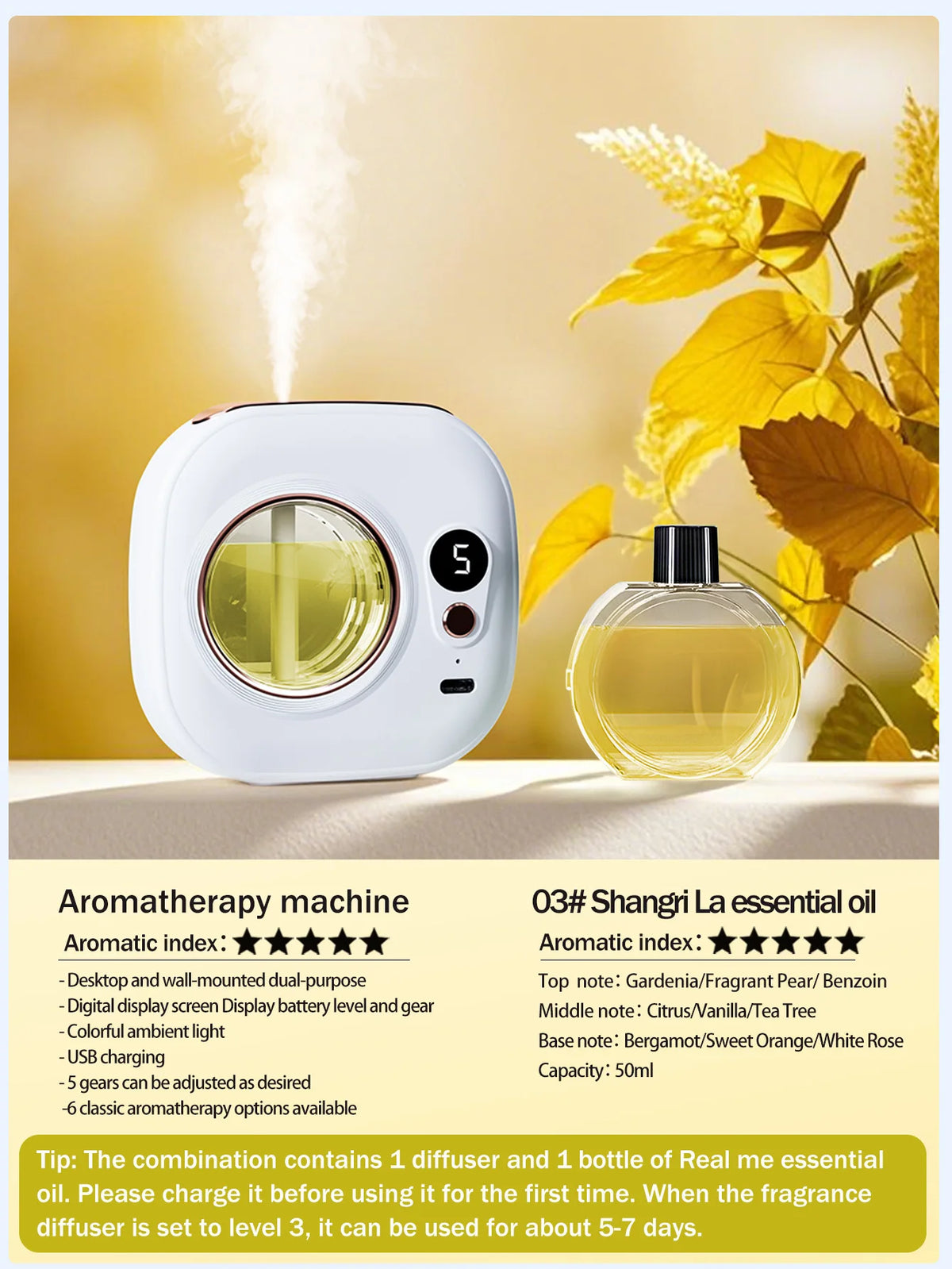 Diffuseur Automatique Rechargeable – Ultrasonique, Minuterie, Aromathérapie