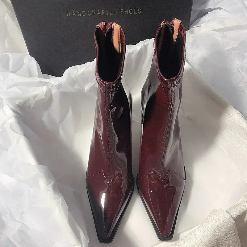 Women's pointed-toe block-heel ankle boots