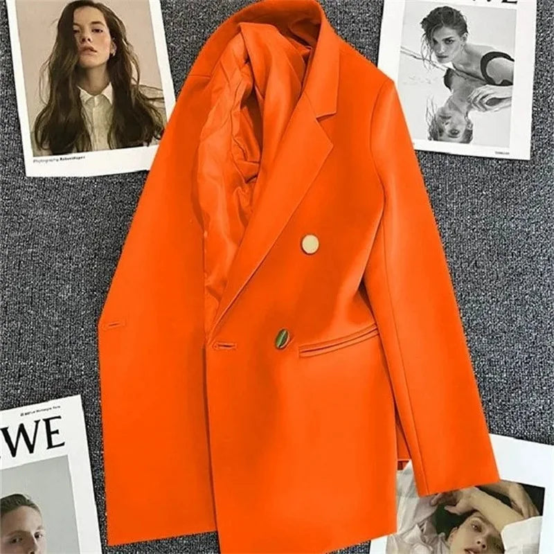 Double-Breasted Blazer with Notch Lapel