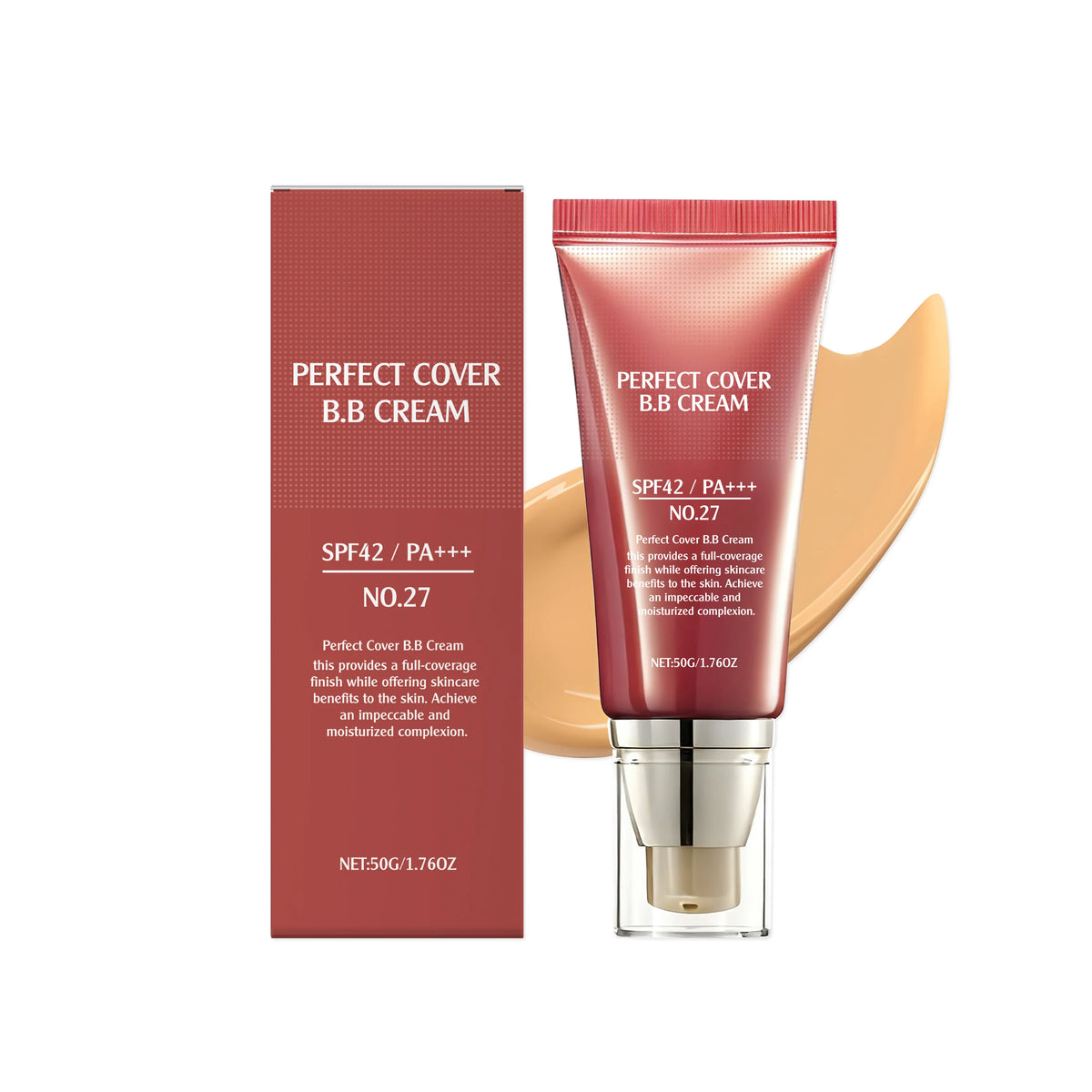 BB Cream SPF 42 PA+++ – Fond de Teint Hydratant Couvrant, Anti-Cernes & Rides, 50 g, 6 Teintes