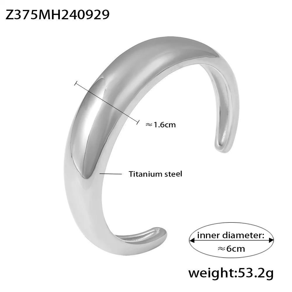 Bracelet Manchette Minimaliste en C – Acier Inoxydable 316L Plaqué Or 18K, Pour Femme