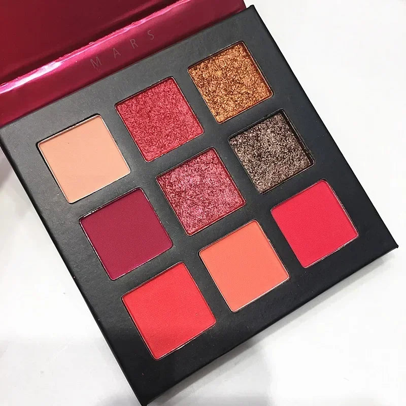 Palette Fard à Paupières 9 Teintes — Shimmer & Glitter Longue Tenue, Waterproof