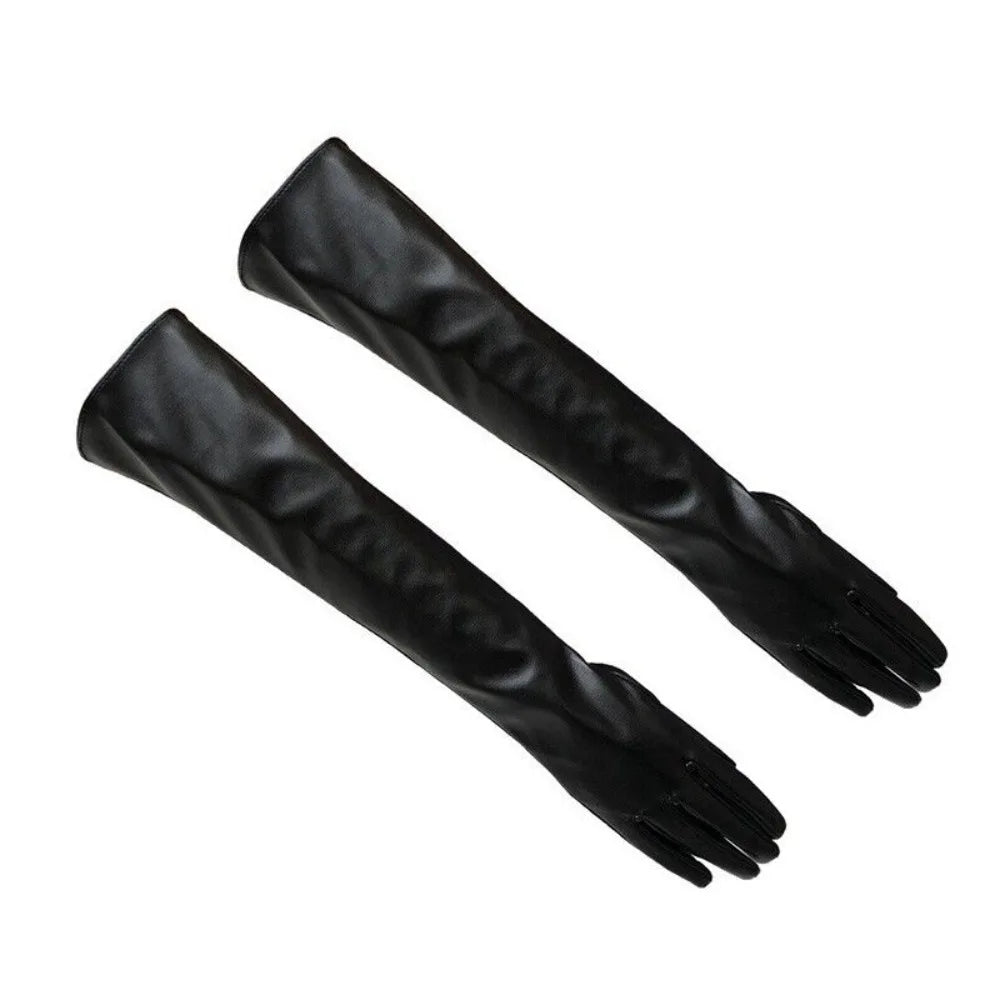 Gants longs de soirée en similicuir
