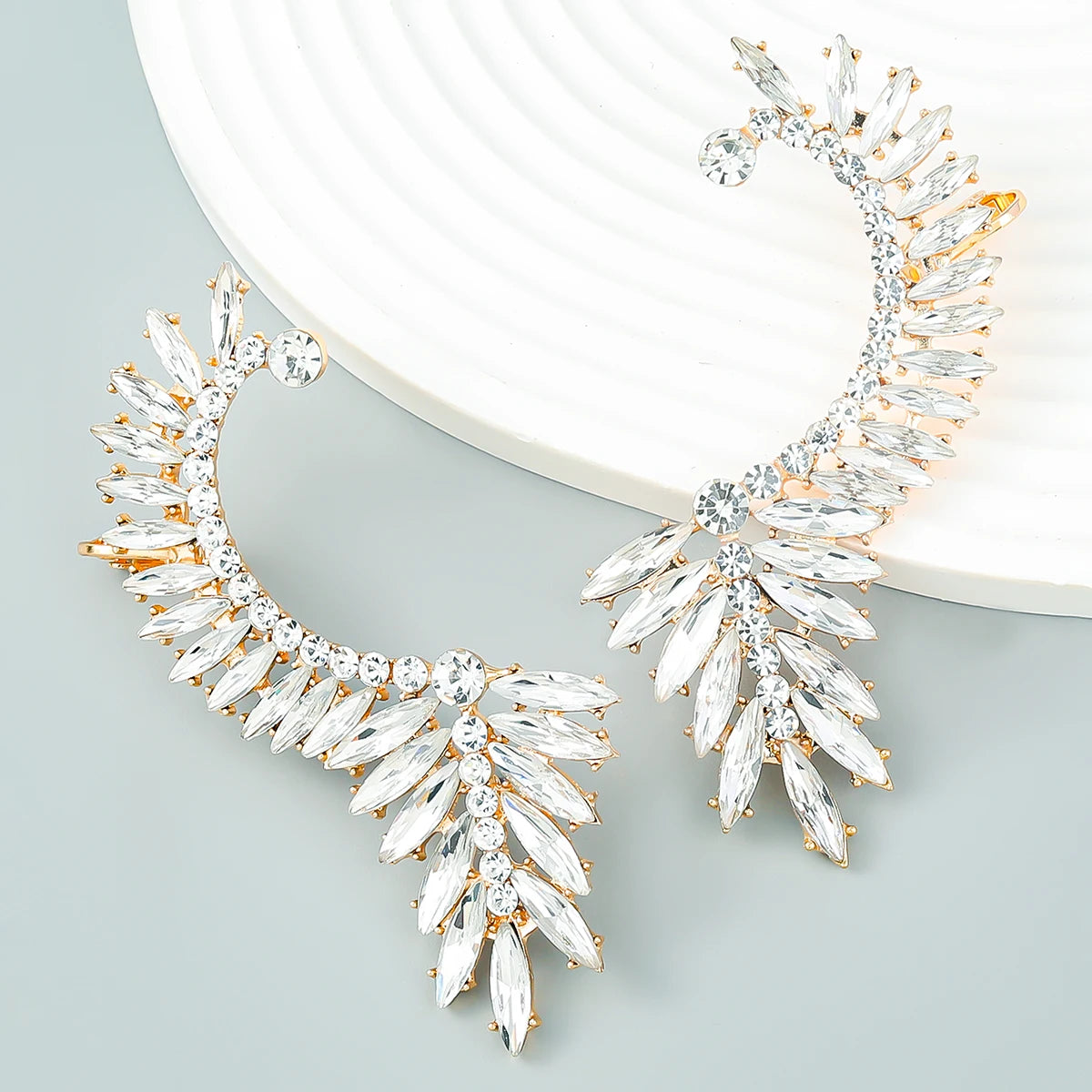 Boucles d'Oreilles Clips Strass Baroque – Alliage Luxueux, Style Soirée & Fête