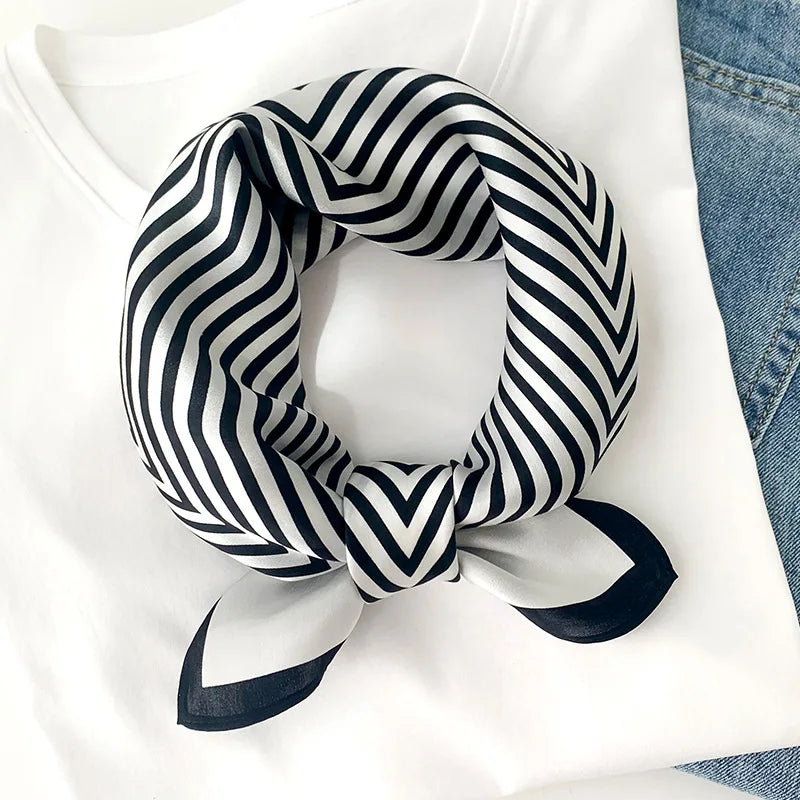 Women's Square Scarf – Luxury Satin Silk, Hair Ribbon, 70x70cm