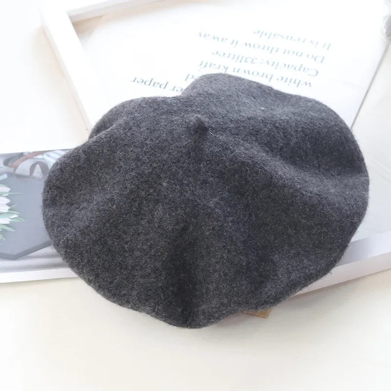 Béret uni en laine mélangée pour femme