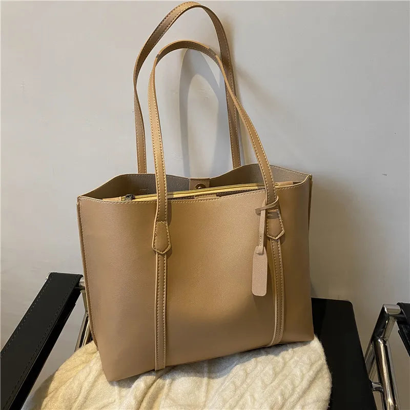 Soft Retro-Style PU Tote Bag
