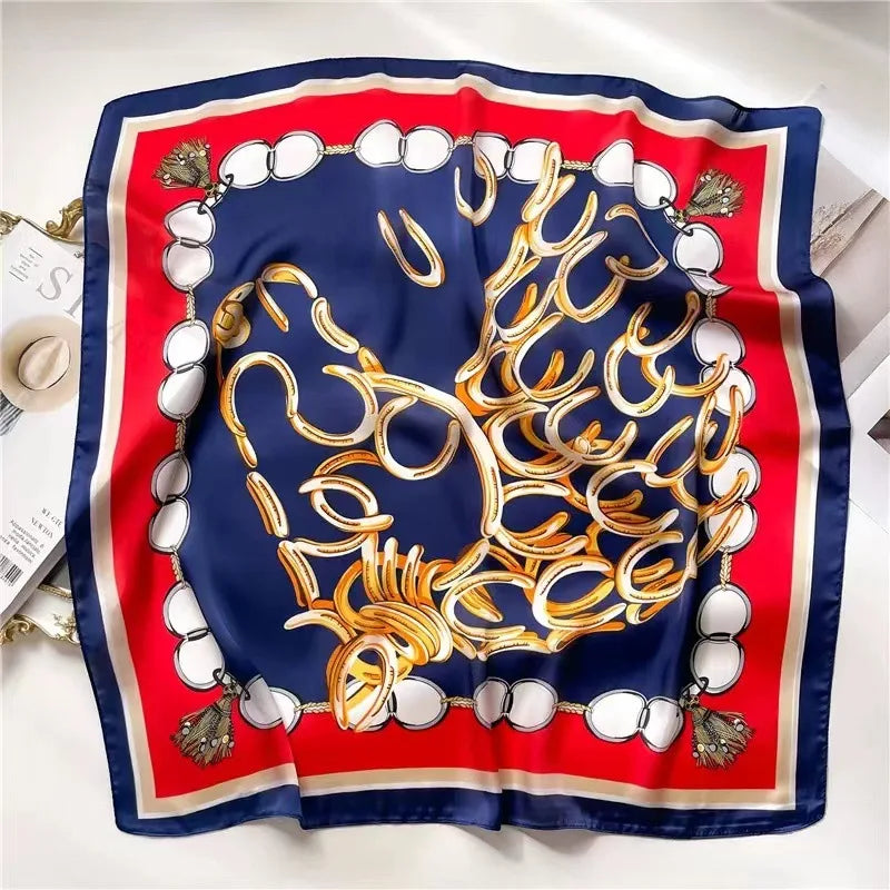 Printed satin square scarf – 70 × 70 cm
