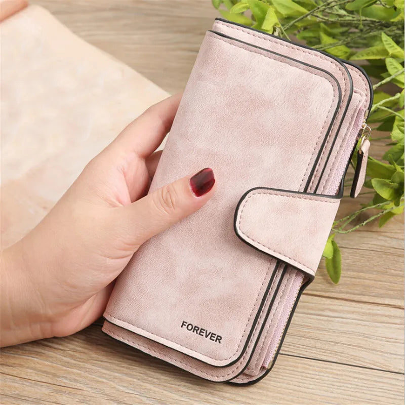 Women's long PU leather wallet - Large capacity with card slots and coin purse