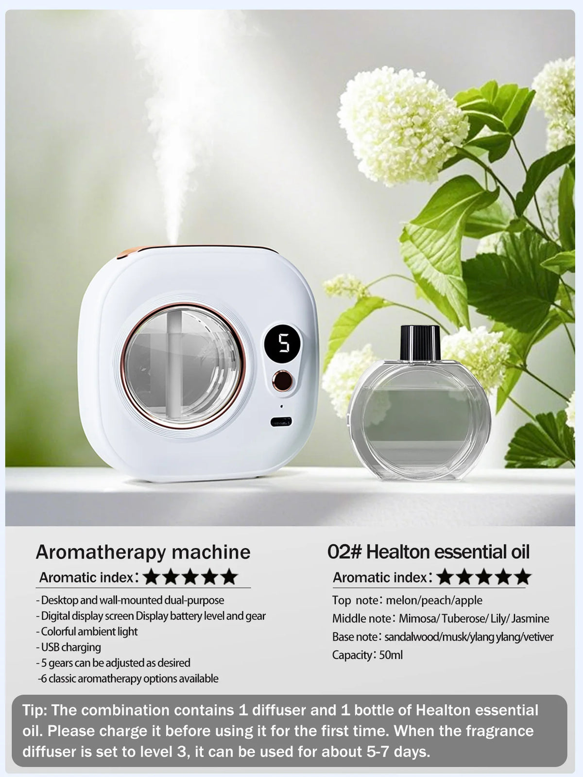 Diffuseur Automatique Rechargeable – Ultrasonique, Minuterie, Aromathérapie