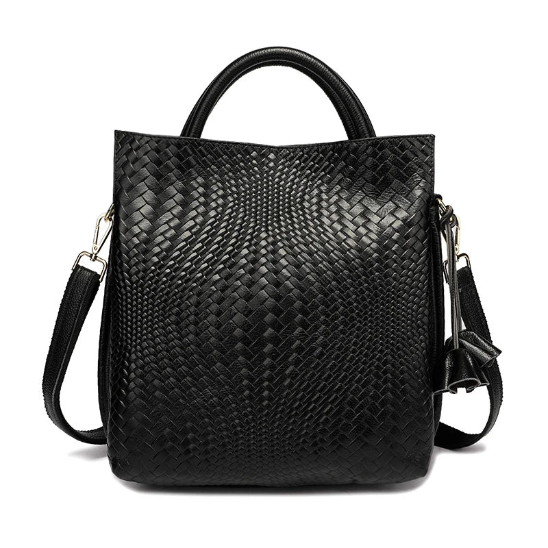Sac à main en cuir de vache tressé luxueux pour femme - Style casual chic polyvalent