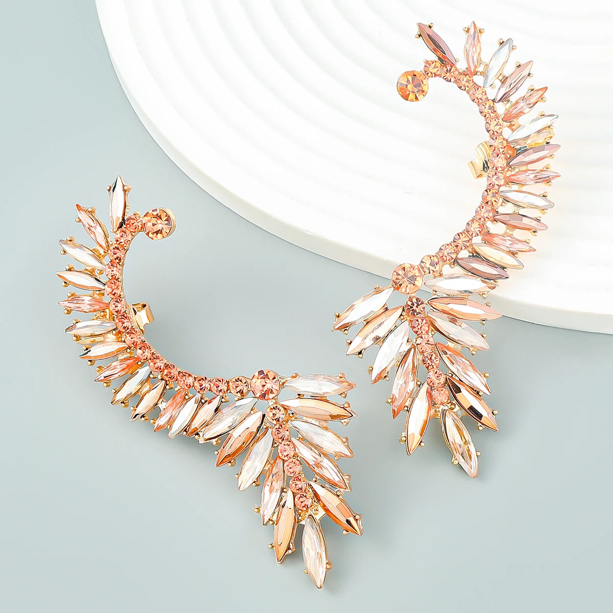 Boucles d'Oreilles Clips Strass Baroque – Alliage Luxueux, Style Soirée & Fête