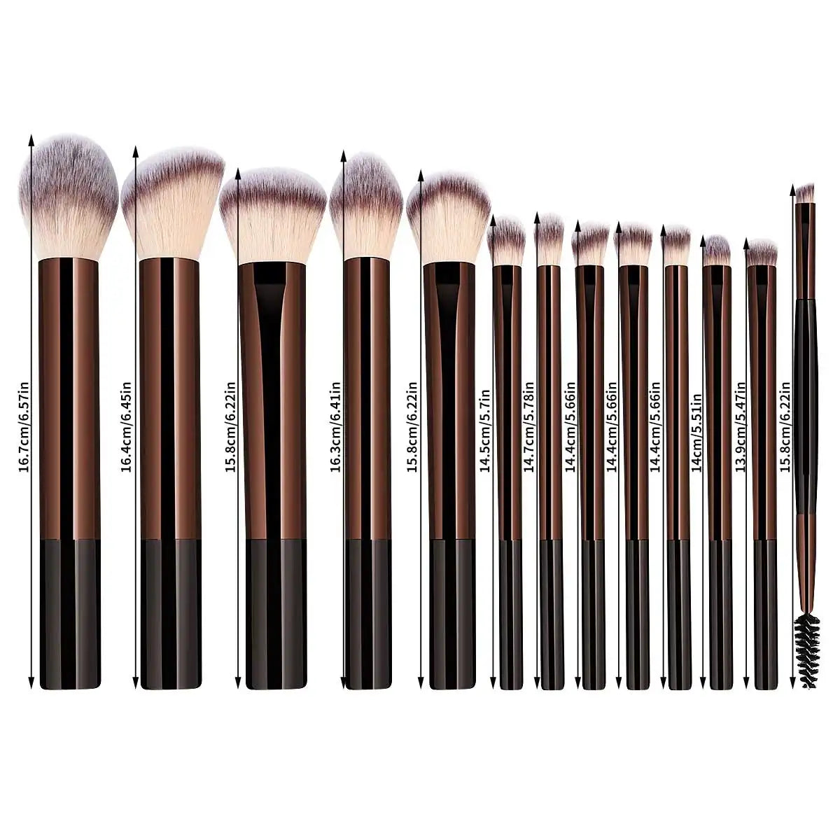 Set of 13 Professional Makeup Brushes – Foundation, Powder, Eyeshadow, Blush, Kabuki