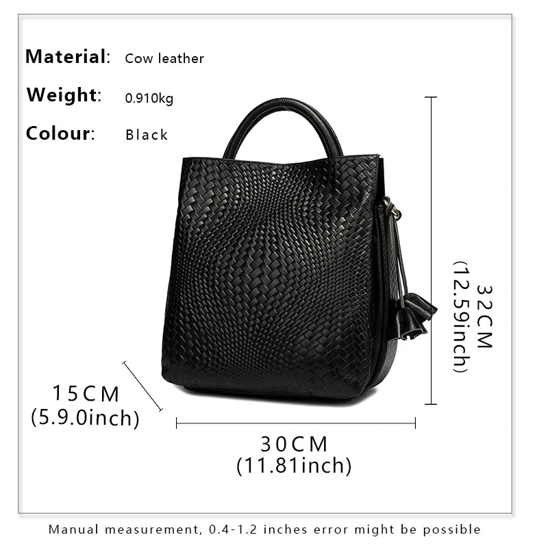 Sac à main en cuir de vache tressé luxueux pour femme - Style casual chic polyvalent