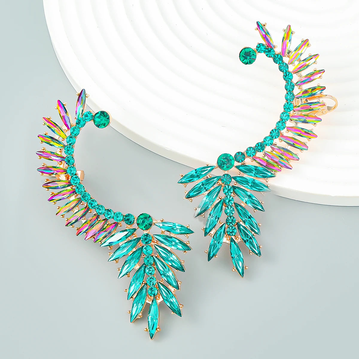 Boucles d'Oreilles Clips Strass Baroque – Alliage Luxueux, Style Soirée & Fête