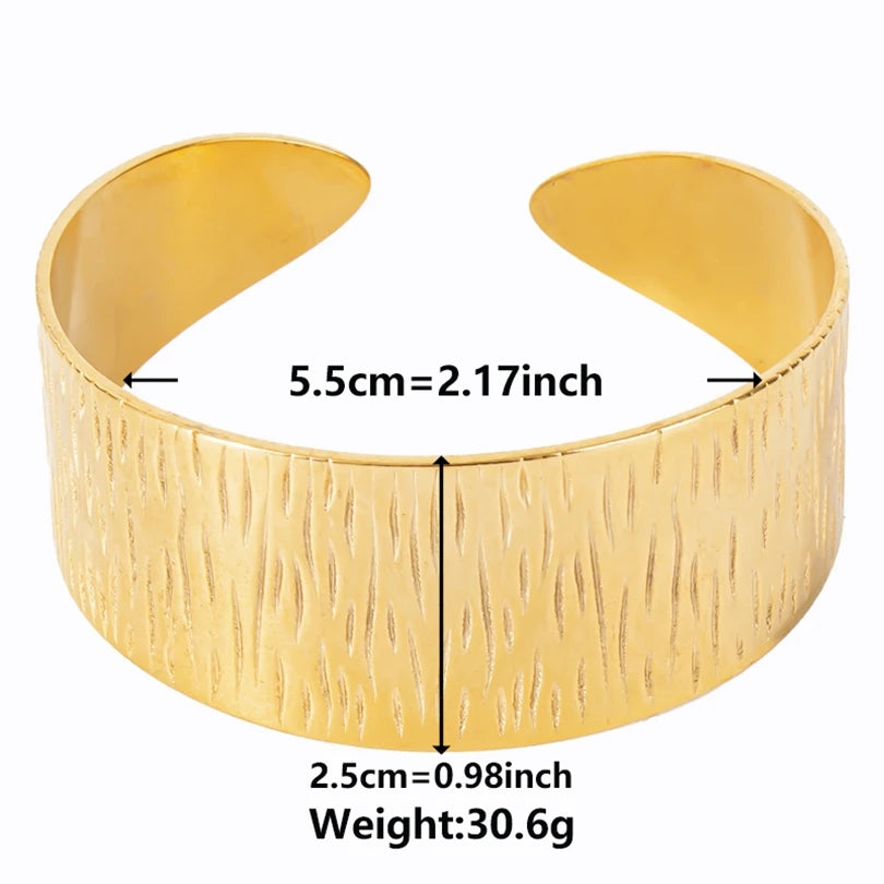Textured Pattern Bracelet – Flower, Heart or Snake, Gold Stainless Steel, For Women