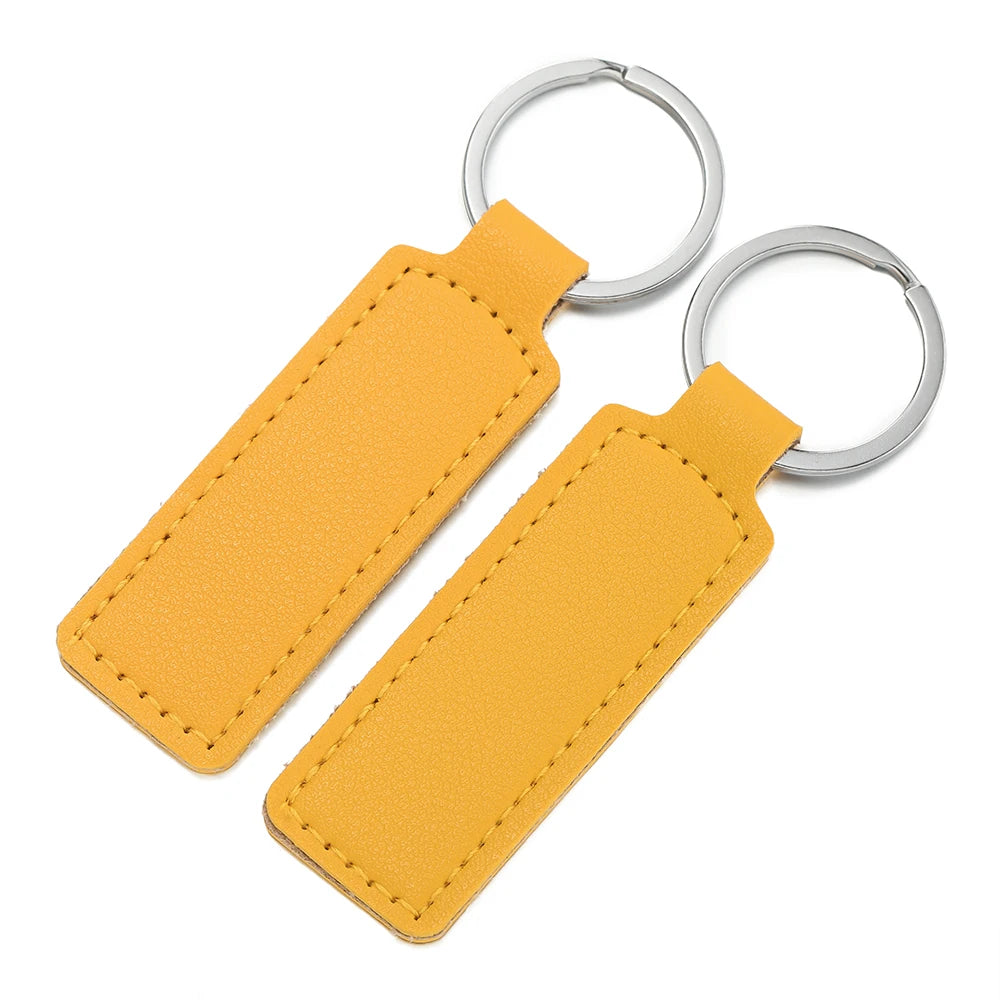 Porte-Clés Unisexe en Cuir PU – Pendentif Métallique Simple, 8 Couleurs, Cadeau