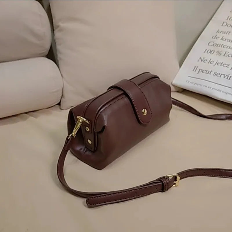Sac à bandoulière en cuir décontracté - Style rétro vintage pour femme