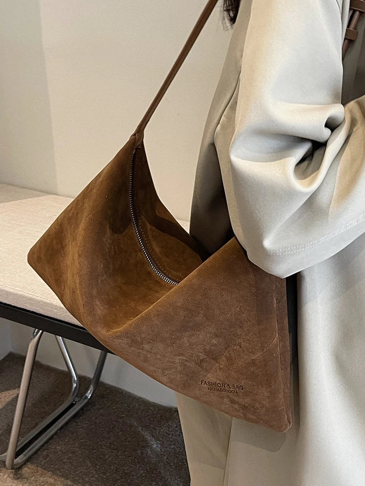 Sac à Main Souple effet  Suède  Style Vintage