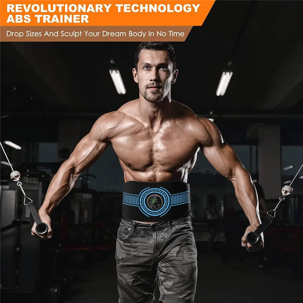 Ceinture de Stimulation Musculaire EMS – 10 Modes, 39 Niveaux, Rechargeable USB, Ventre/Bras/Jambes