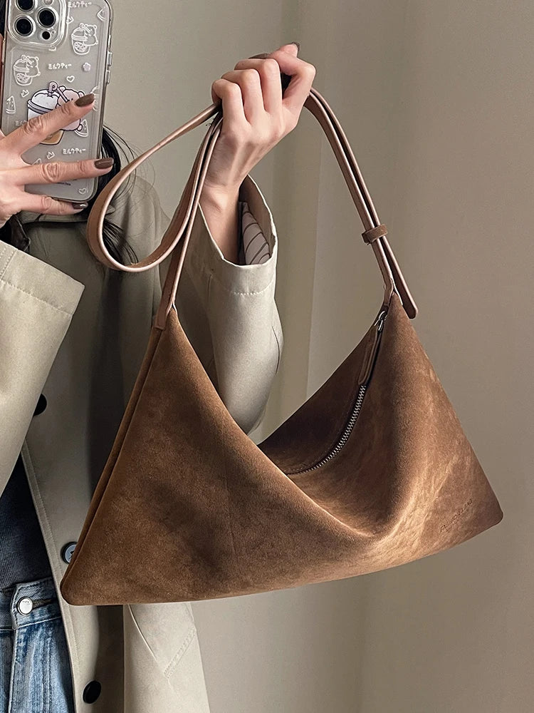 Sac à Main Souple effet  Suède  Style Vintage