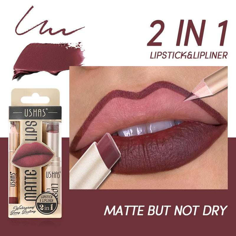 Kit Lèvres 2 Pièces – Liner + Rouge à Lèvres Mat Longue Tenue | 12 Teintes