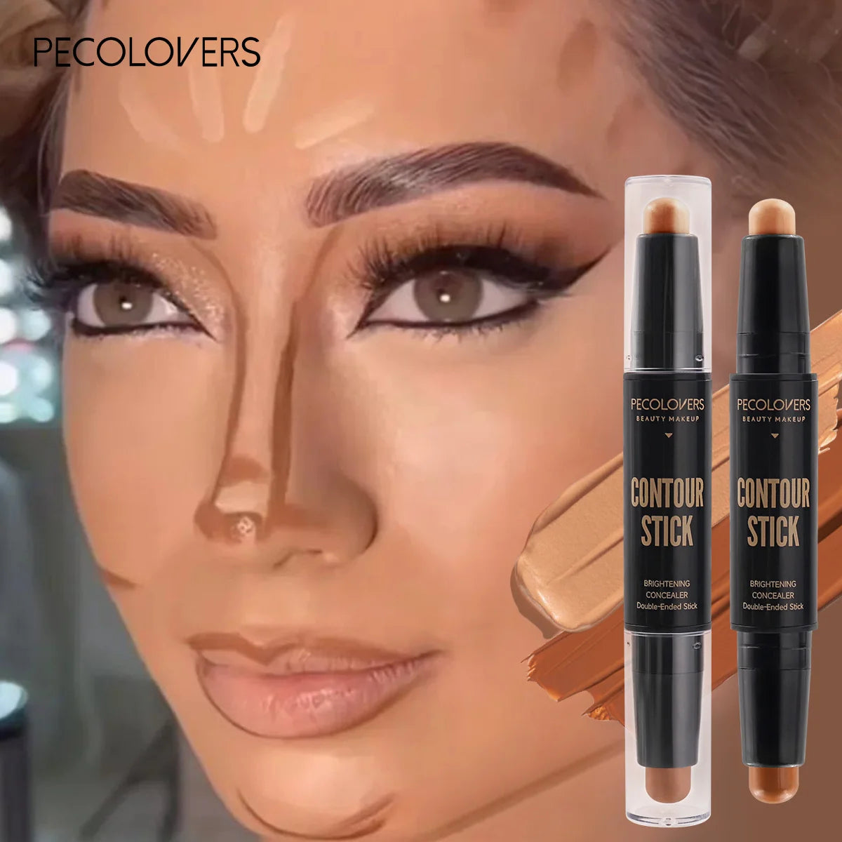 Stylo Double Embout Highlighter & Contour – Waterproof, Fond de Teint & Anti-Cernes