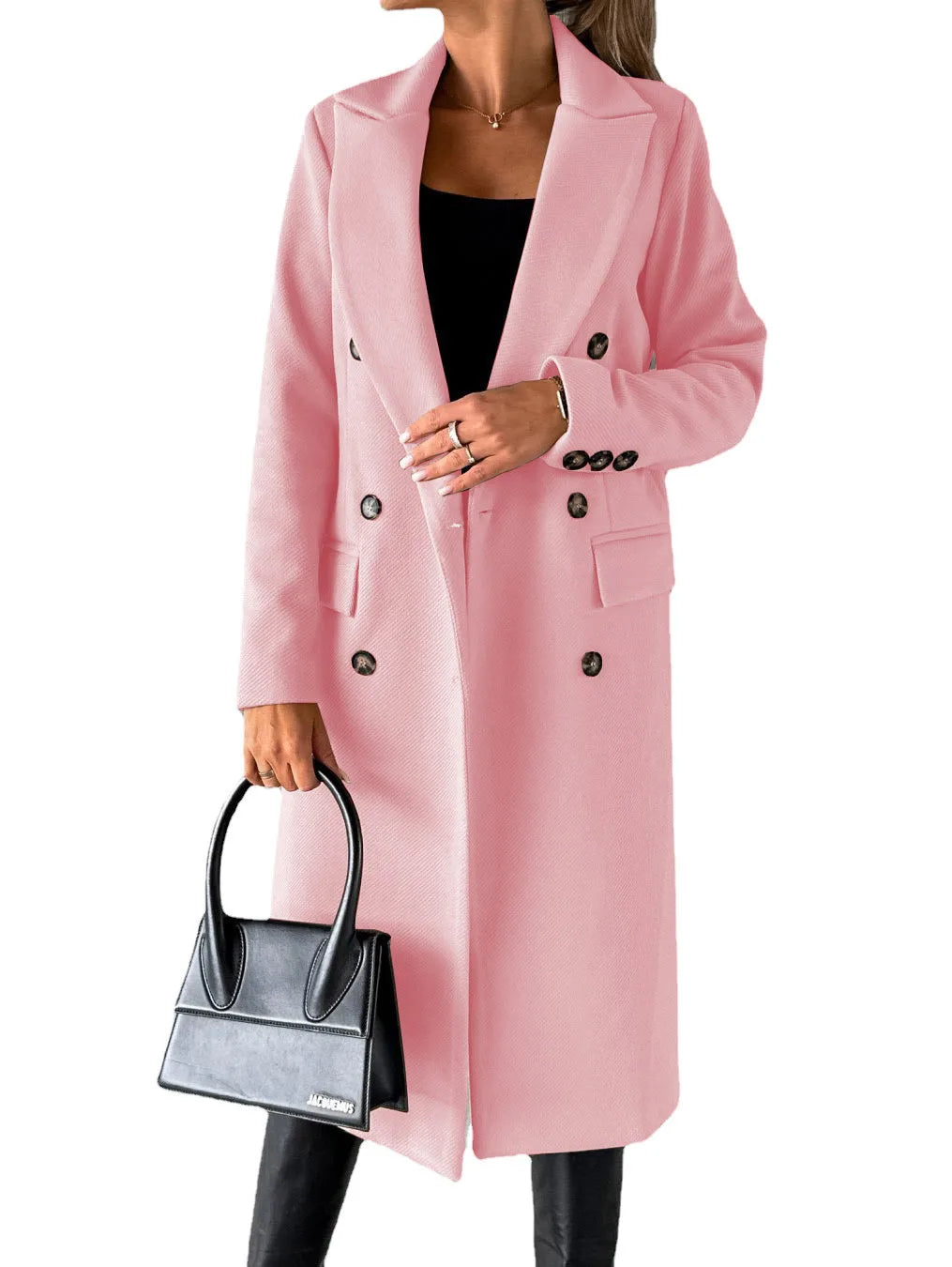 Manteau à double boutonnage et col à revers