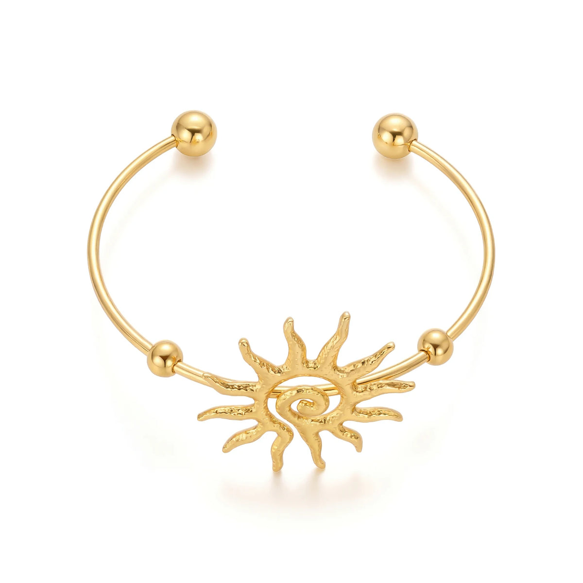 Boho Sun Cuff Bracelet – PVD Gold-Plated Stainless Steel, Geometric Style, For Women