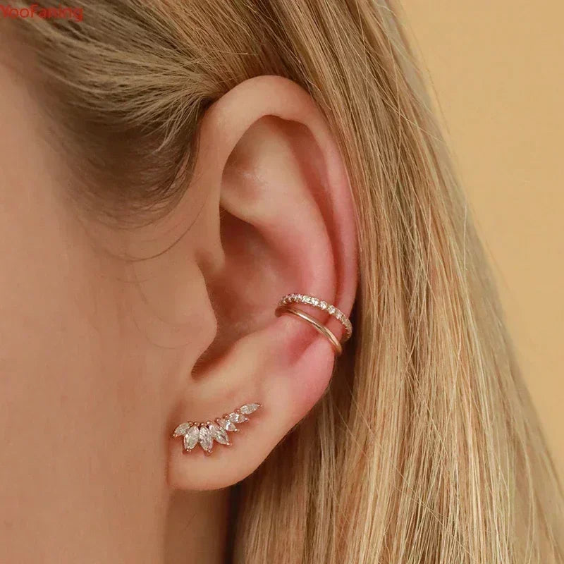 Boucles d'Oreilles Créoles Huggie Argent 925 – Zircon & Cristal, Goutte d'Eau, Certifiées GDTC, 73 Styles