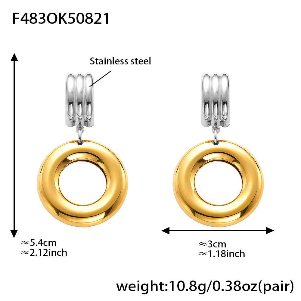 316 Stainless Steel Drop Earrings – PVD Gold Plated, Trendy Style, Women's Jewelry