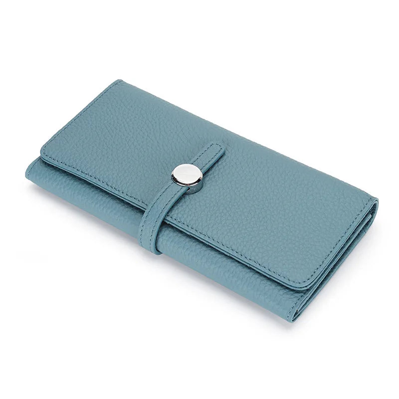 Women's Long Genuine Leather Wallet – Multifunctional, Phone Pocket and Photo Holder