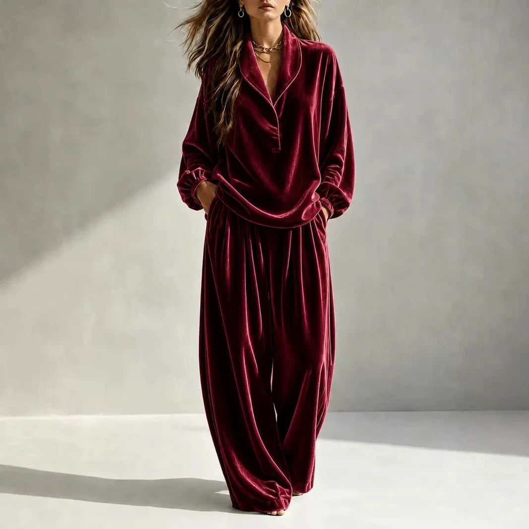 2-Piece Velvet Lapel Collar Set